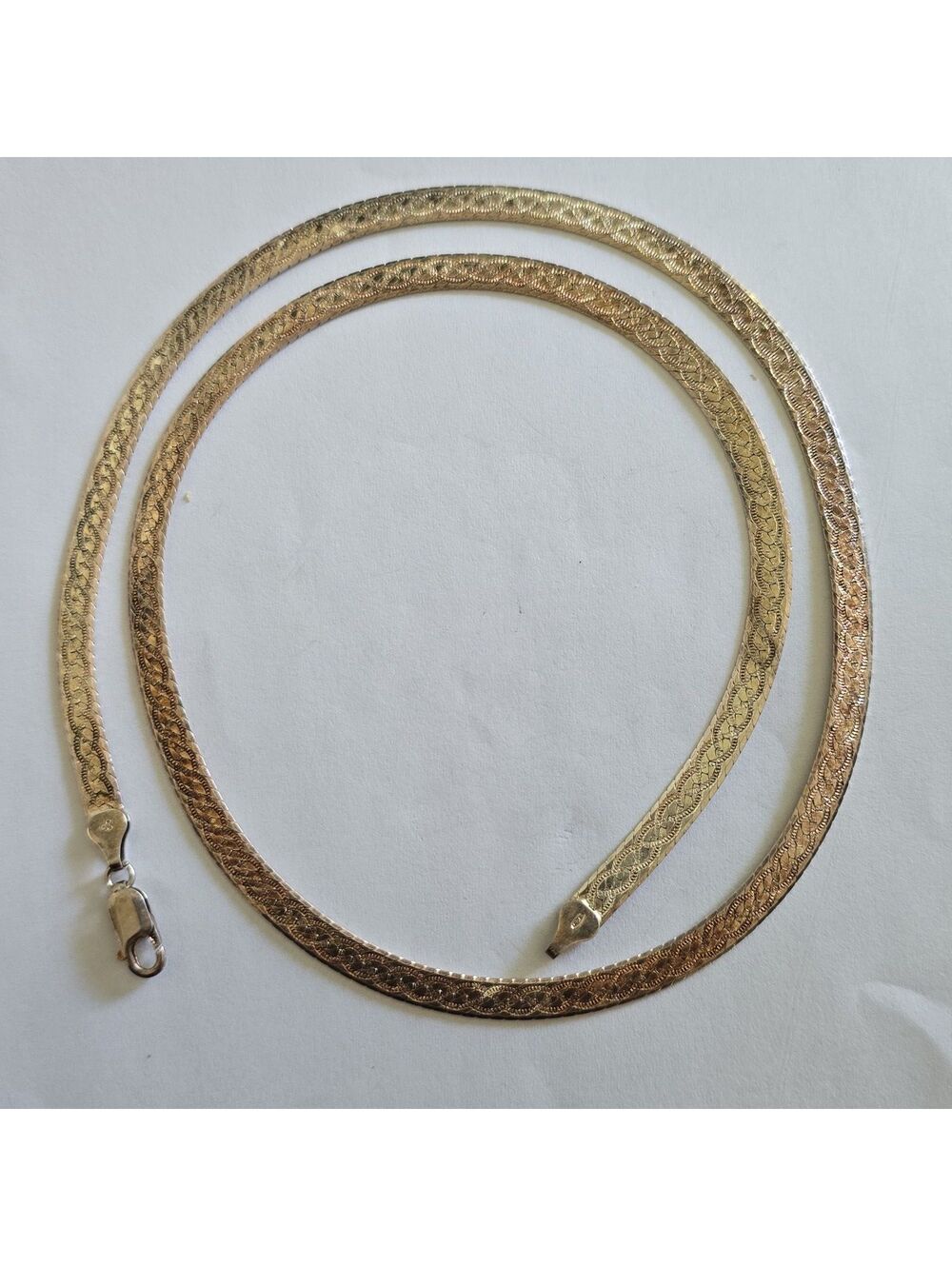 Vintage 925 Italy Sterling Silver Herringbone Link Chain Necklace